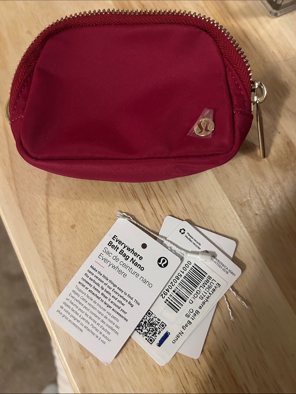 lululemon athletica Everywhere Belt Bag Nano - Deep Red with Gold Hardware